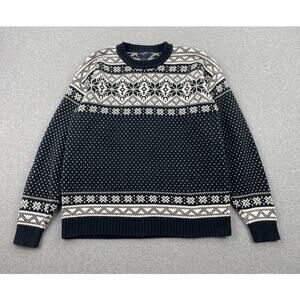 Vintage Dockers Sweater Mens L Black Fair Isle Nordic Knit Crewneck Grandpa 90s